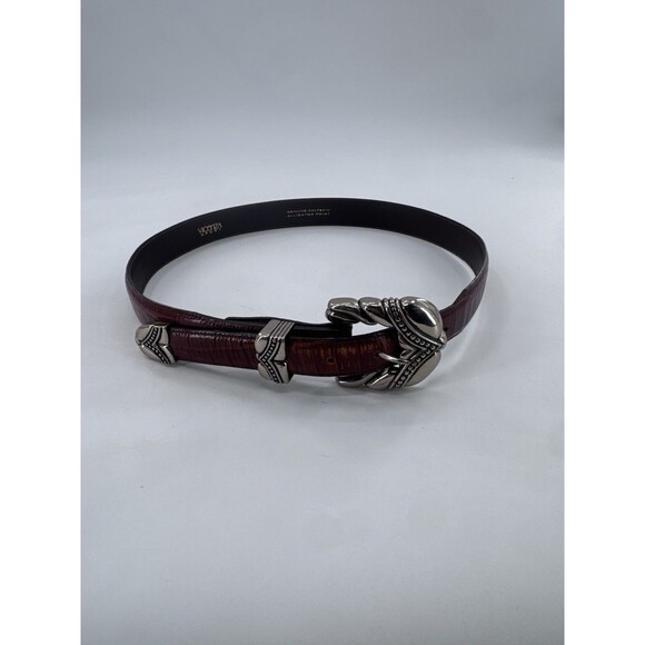 VICENZA Sport Sterling Silver Buckle On Brown  Alligator Print Calfskin Belt 34 main image 10